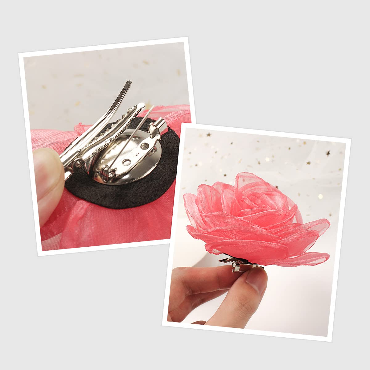 Women's Lovely Flower Hair Clip Rose Brooches | Light Orange Floral Pin for Hats and Accessories - Image 5