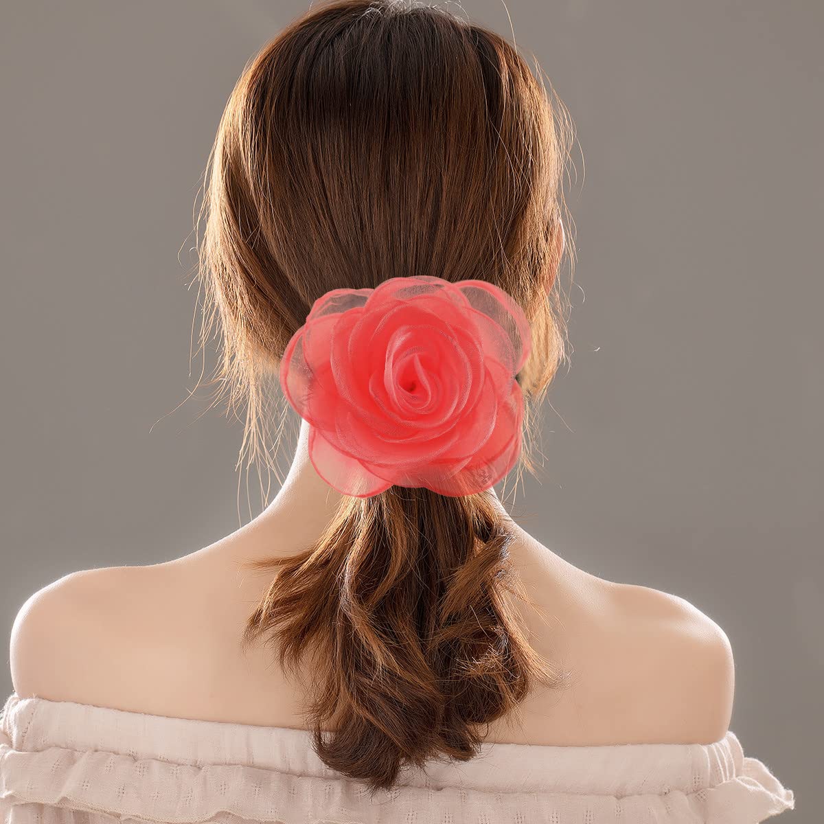 Women's Lovely Flower Hair Clip Rose Brooches | Light Orange Floral Pin for Hats and Accessories - Image 6